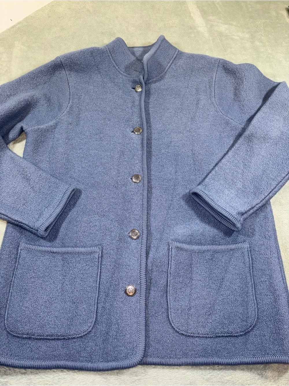 L.L.Bean Vintage Wool Button Front Jacket Coat Blue Size Large